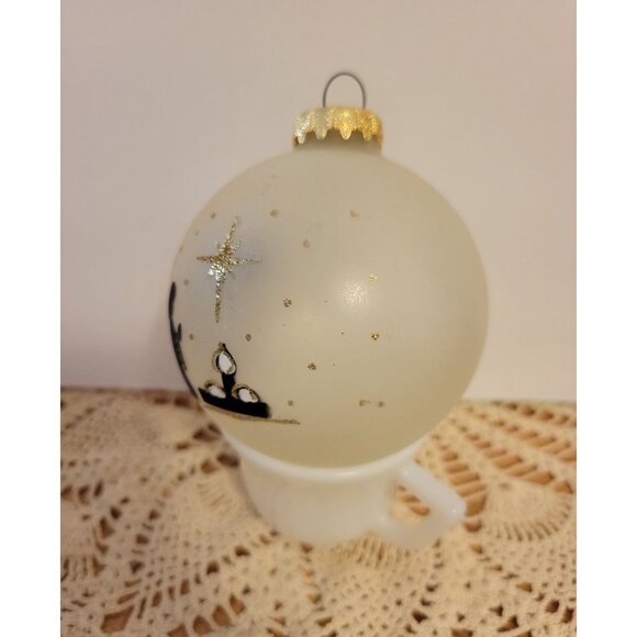 Bronner's Hungary Nativity Scene Glass Bulb Ornament Glitter Sparkle Round Bulb - Picture 5 of 8